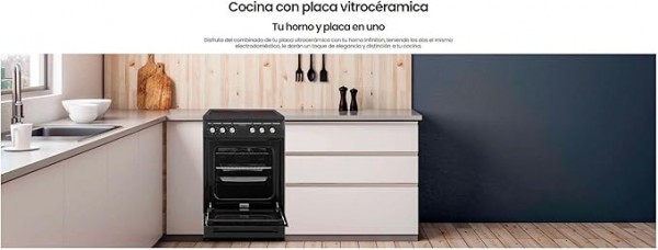 Cocina con Horno Infiniton CC-B550V3 Vitroceramica 3 Fuegos con Horno electrico 43 lts