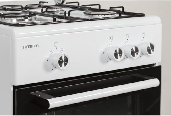 Cocina de Gas Infiniton CC56BWC Ancho 50cm 3 Zonas Blanco con Horno Gas Natural y Butano