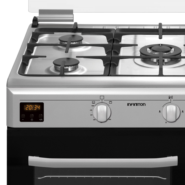Cocina de Gas con Horno y Portabombona Infiniton CC9696XHTP Inox 5 fuegos 