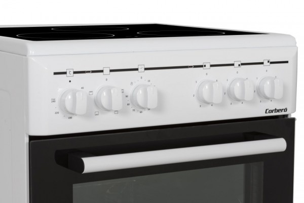 Cocina vitrocerámica Corbero CCSF503VW, Blanco, 55 cm, 3 zonas, A