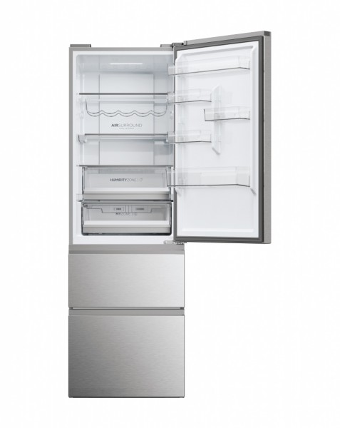Frigorifico Combi Haier HTW5618ENMG, Inox, 185x60 cm, No Frost, E