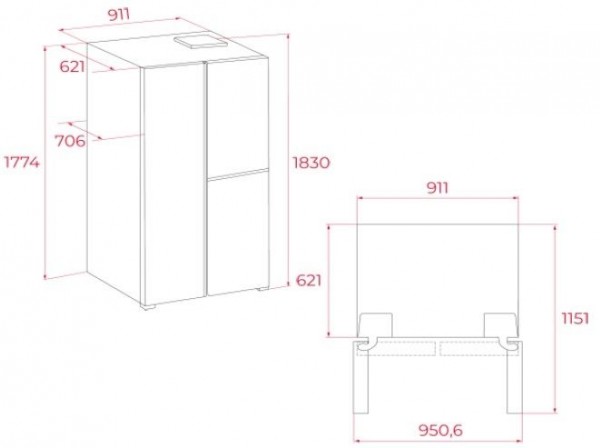 Frigorífico SbS Teka RLF85950 183x84cm E No Frost Cristal negro