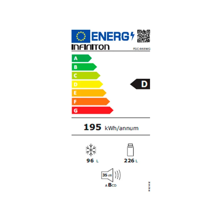 Frigorífico Combi Infiniton FGC-868WG Cristal Blanco 188x60cm No frost Inverter