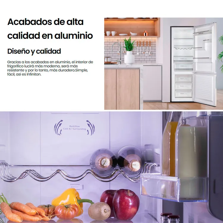 Frigorífico Combi Infiniton FGC-868WG Cristal Blanco 188x60cm No frost Inverter