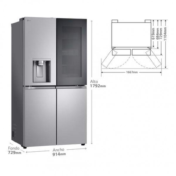 Frigorífico Americano LG GMG960MBEE Clase E 180x92 cm InstaView Toma de Agua Inox