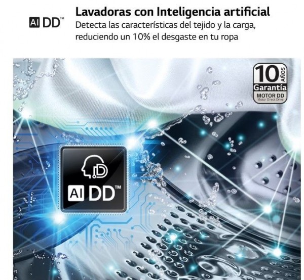 Lavadora LG F2WR5S09A0W, 9kg, 1200rpm, clase A