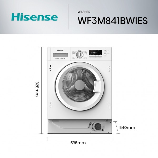 Lavadora Intregral Hisense WF3M841BWIES Blanco 8 kg 1400 rpm A