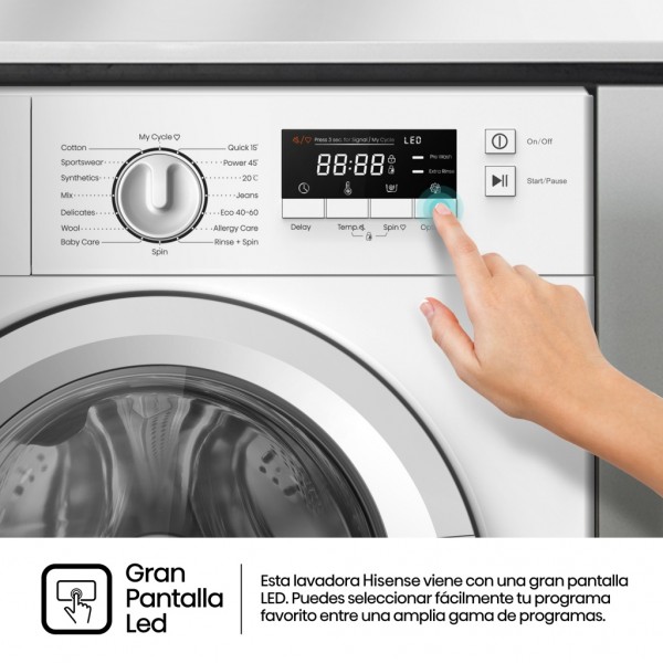 Lavadora Intregral Hisense WF3M841BWIES Blanco 8 kg 1400 rpm A