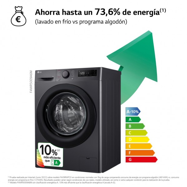 Lavadora carga frontal LG F4WR5009A6M Inox 9kg 1400rpm A