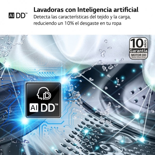 Lavadora carga frontal LG F4WR5009A6M Inox 9kg 1400rpm A
