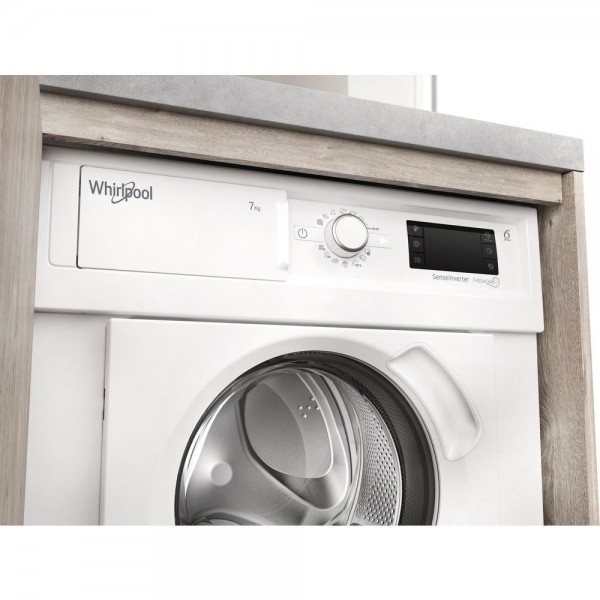 Lavadora carga frontal integrable Whirlpool BIWMWG71483E, Blanco, 7 kg, 1400 rpm, D