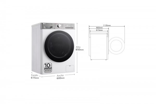 Lavasecadora LG F4DR9513A2W, 13/7kg, 1400rpm, A/D