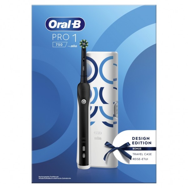 Oral-B Pro 1 750 Cepillo Eléctrico Negro, Con 1 Estuche De Viaje Y 1 Cabezal
