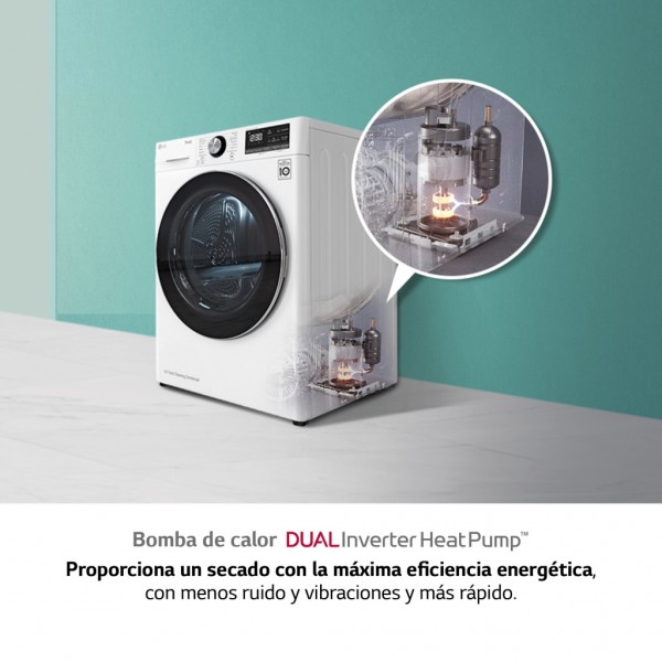 Secadora Lg RH90V5AV6N Blanco 9 kg Bomba de calor A++