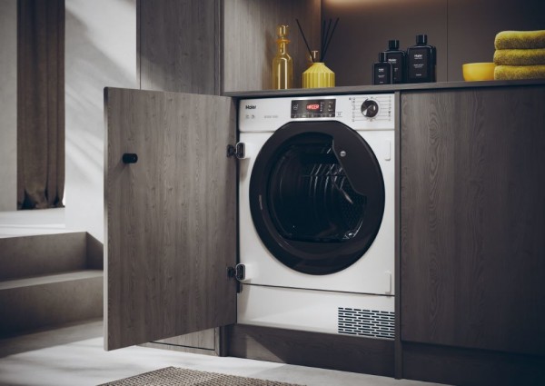 Secadora integrable Haier HDBI H7A2TBEX-S, Blanco, 7 kg, Bomba de calor, A++