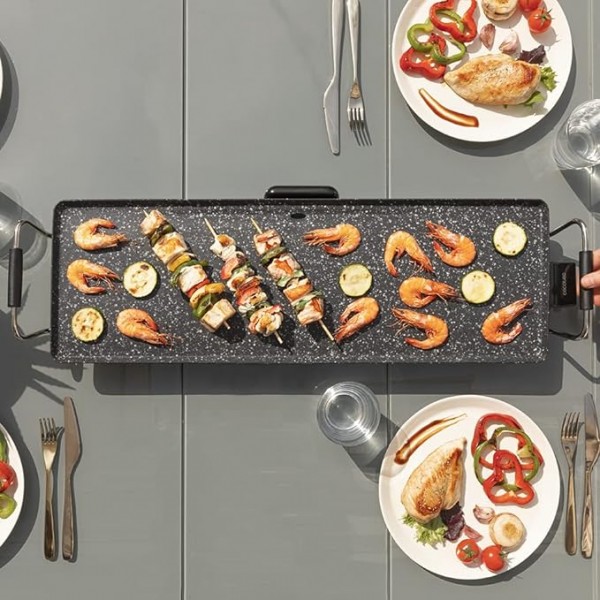 Tasty&Grill 3000 RockWater XL Plancha de asar eléctrica de 2400 W con revestimiento Rockst