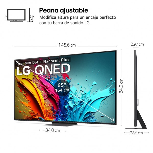 Televisor QNED LG 65QNED87T6B, Pantalla de 164 cm (65'') 4K con Smart TV WebOS24, E.