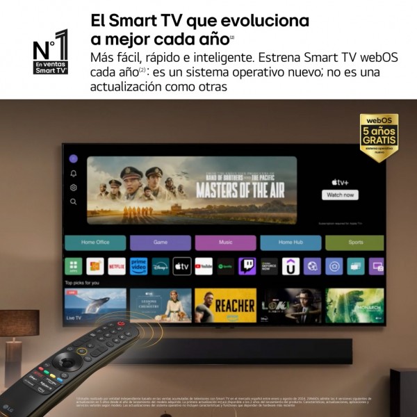 Televisor QNED LG 65QNED87T6B, Pantalla de 164 cm (65'') 4K con Smart TV WebOS24, E.