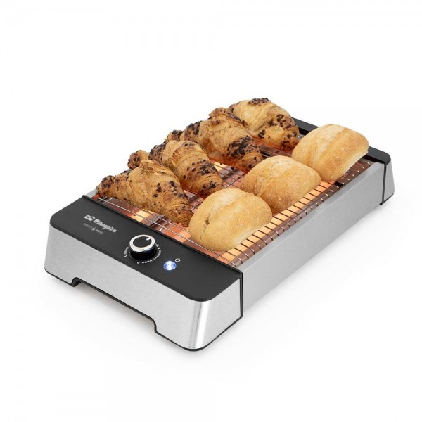 Tostador horizontal Orbegozo TO 2030, 600W, Cualquier tipo de pan, Acero inox