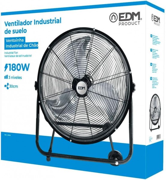 Ventilador industrial de suelo EDM 33933 180w Negro 60cm A