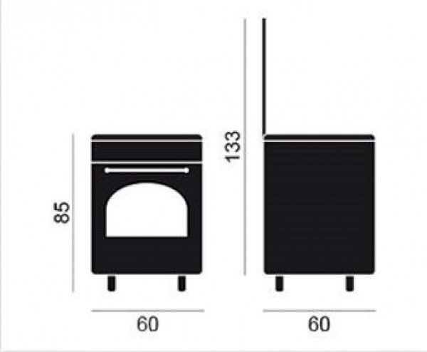 Vitrokitchen RU6060B Cocina de Gas Butano Rústica 85 x 60 cm Antracita