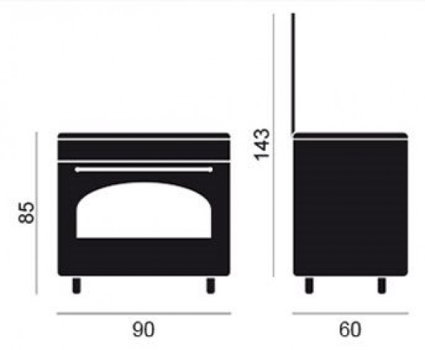 Vitrokitchen RU9060B  Cocina Gas Butano Rústica 85 x 90 cm Antracita