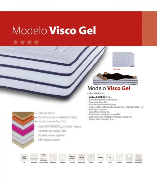 Colchón Modelo Visco Gel Linea Premium 27cm +/-