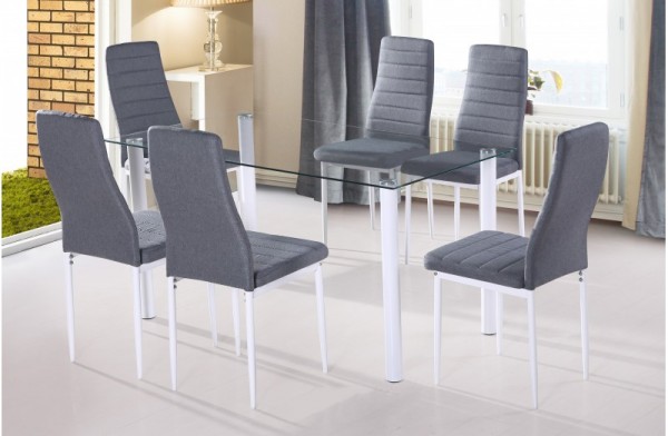 Conjunto mesa mas 6 sillas Yuri Blanco