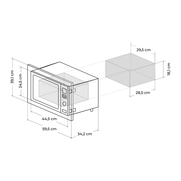 Grandheat 2000 Built-in SteelBlack Microondas encastrable 20 litros