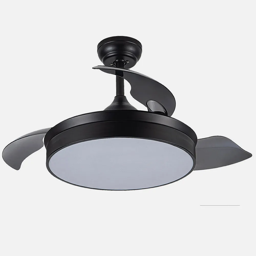 Ventilador Dc Cala Negro 48w 4800lm 3 aspas desplegable 91d 6 Velocidades 3000-4000-6000k 