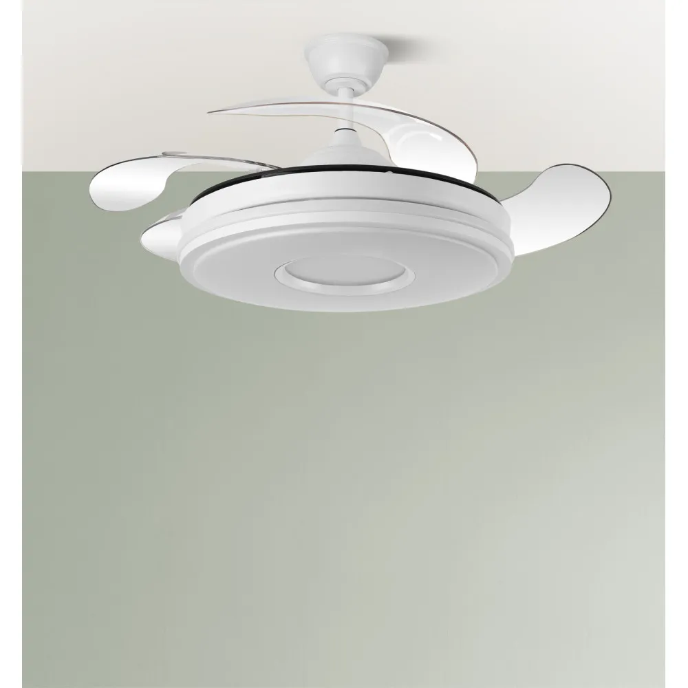 Ventilador Dc Dani 72w 7200lm Blanco 3aspas 6velocidades 107d 3000-4000-6000k Remoto+memor