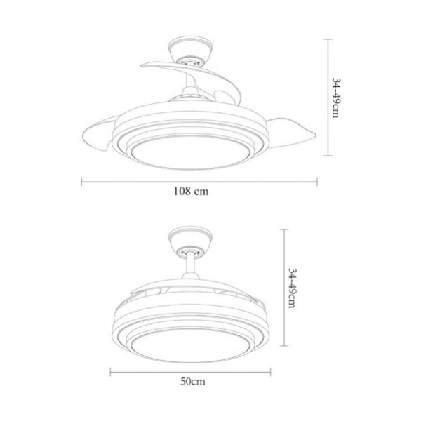 Ventilador Dc Ibe 59w 6980lm Blanco 3 Asp.desp. 107d 3000-4000-6000k Remoto, Reg. intensid