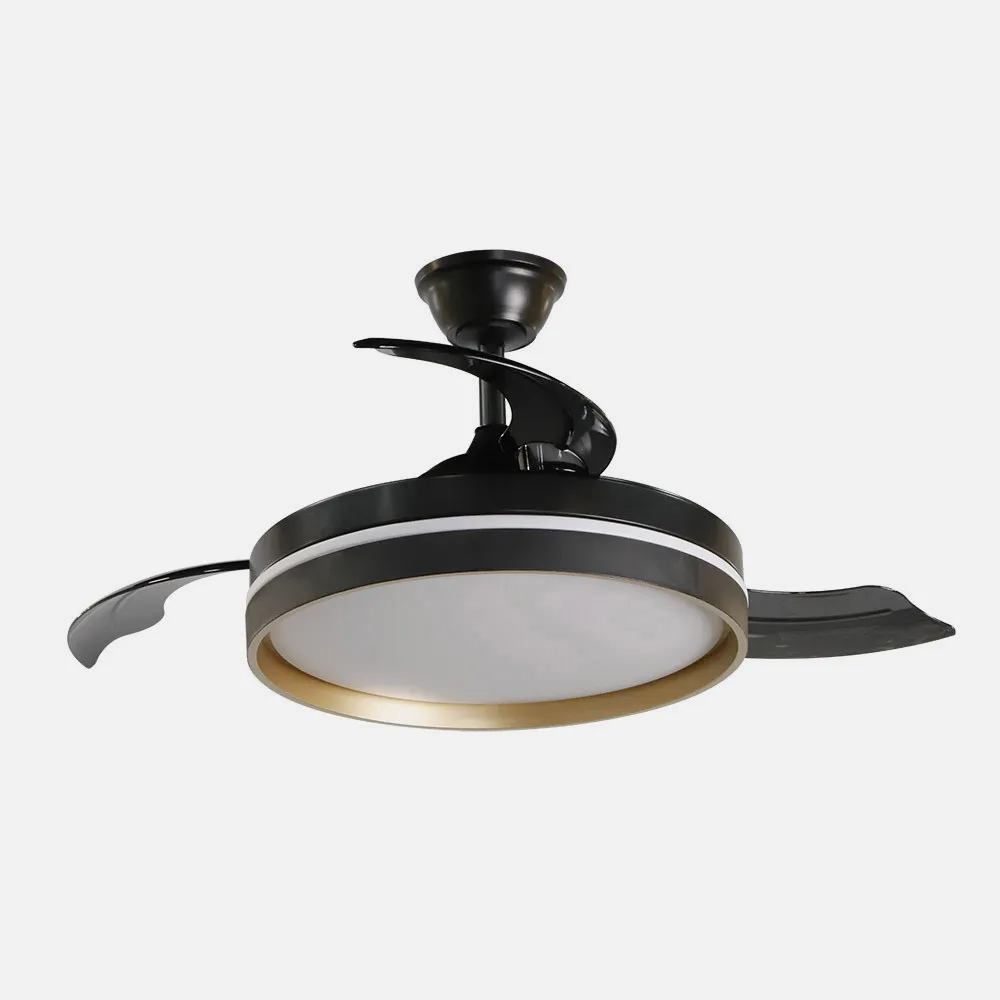 Ventilador Dc Mandarin Negro/oro 72w 3aspas 108d Reg.intensidad 7200lm 3000-4000-6500k