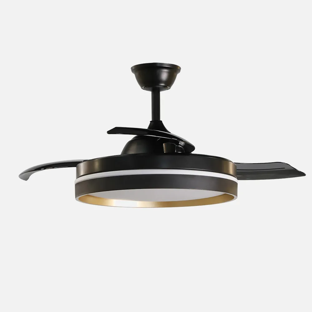 Ventilador Dc Mandarin Negro/oro 72w 3aspas 108d Reg.intensidad 7200lm 3000-4000-6500k