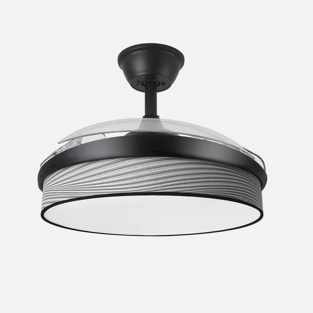 Ventilador Dc Moda 72w Negro/surco Gris 108d 3aspas 7200lm 3000k,4000k,6000k 