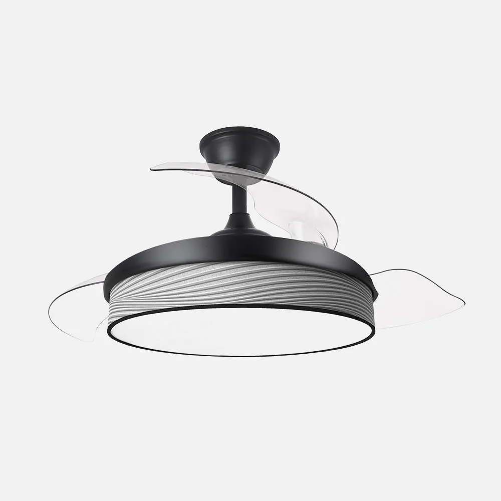 Ventilador Dc Moda 72w Negro/surco Gris 108d 3aspas 7200lm 3000k,4000k,6000k 