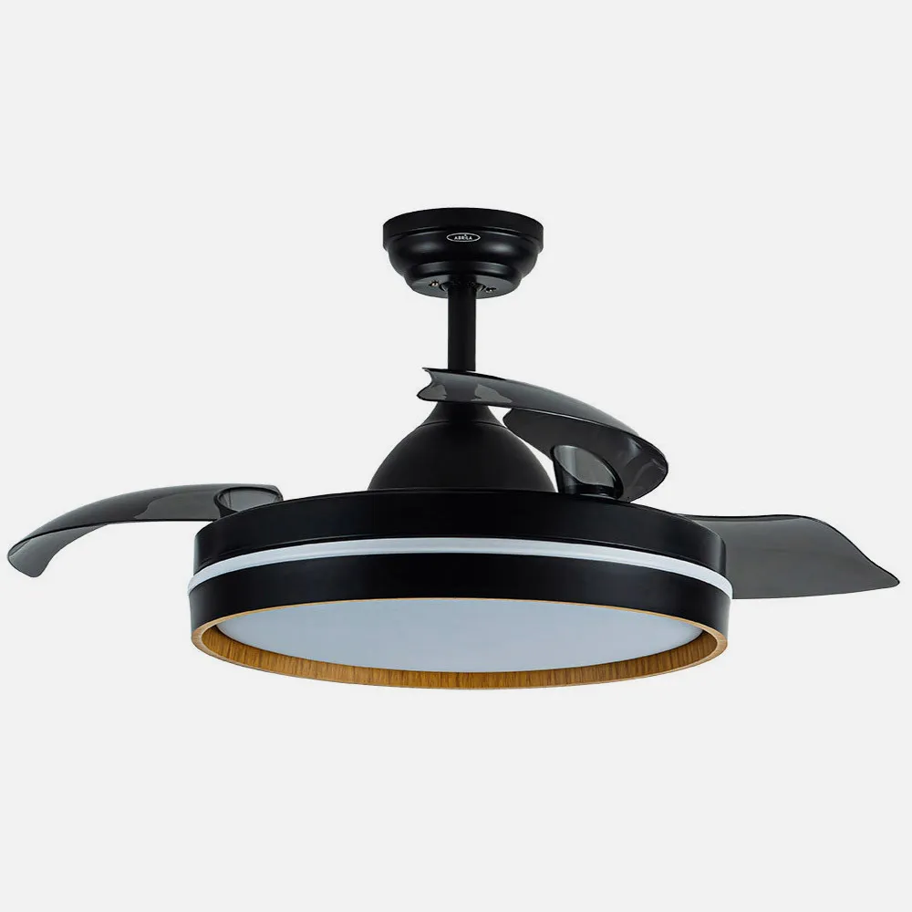 ​Ventilador Dc Nalon 72w Negro/madera Oscura 3aspas109d 7200lm 3000k,4500k,6000k 