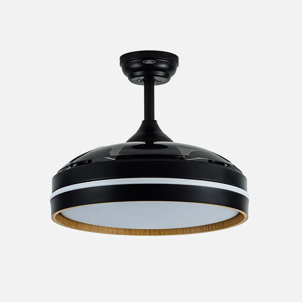 ​Ventilador Dc Nalon 72w Negro/madera Oscura 3aspas109d 7200lm 3000k,4500k,6000k 