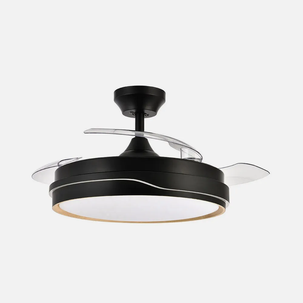 Ventilador Dc Tempano Negro/madera 72w 3aspas 107d 7200lm 6vel 3000k,4500k,6000k