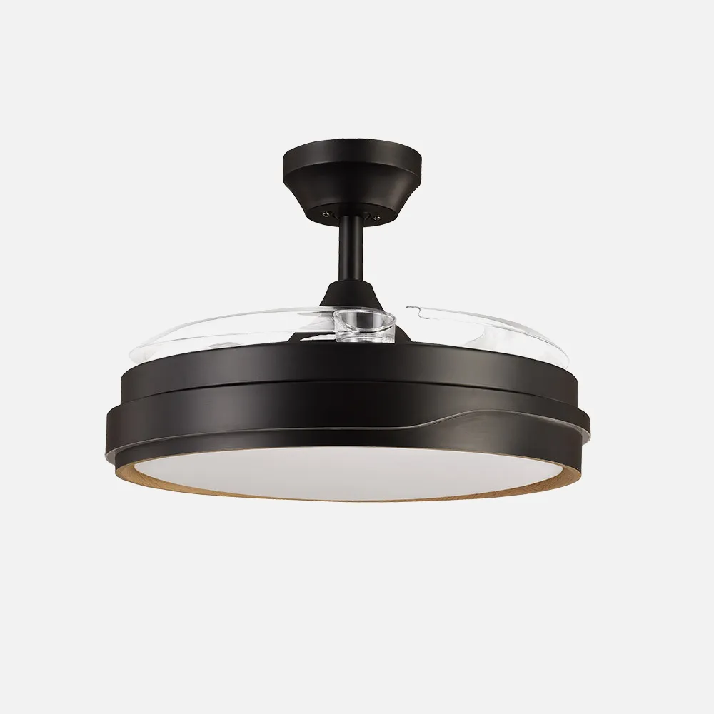 Ventilador Dc Tempano Negro/madera 72w 3aspas 107d 7200lm 6vel 3000k,4500k,6000k