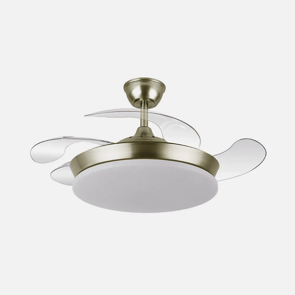 Ventilador Dc Tridente Mini 59w Cuero 4aspas Desp. 91d 6980lm  3000-4000-6000k