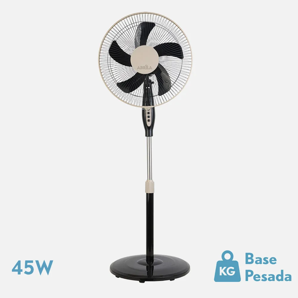 Ventilador De Pie Belmonte Negro/beis 3 Vel.45w 5aspas Orientable, Fijo y Rotatorio Regx43
