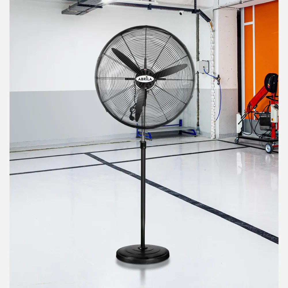 Ventilador De Pie Industrial tormenta Negro 3 velocidades 280w 3 aspas Fijo Y Rotatorio Re