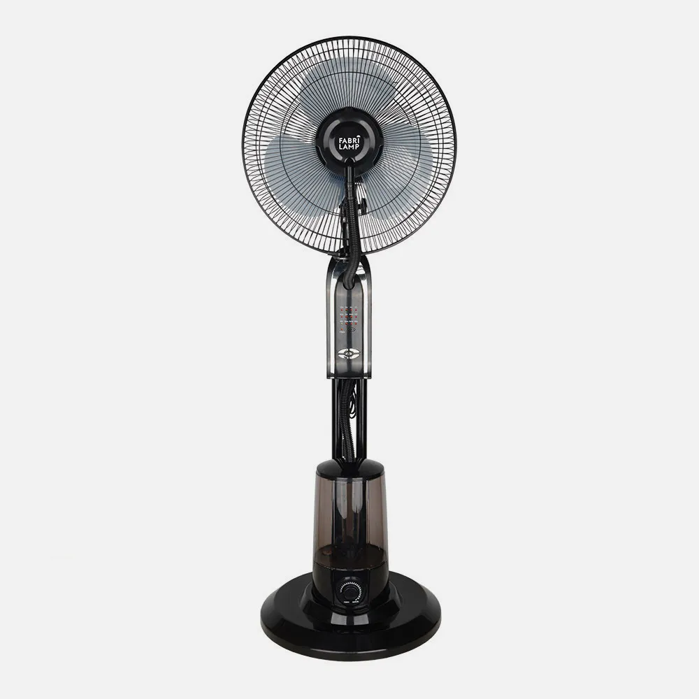 Ventilador De Pie Tromba Negro 3 Vel 80w Nebulizador Tanque De Agua 3L C/remoto Y Temporiz