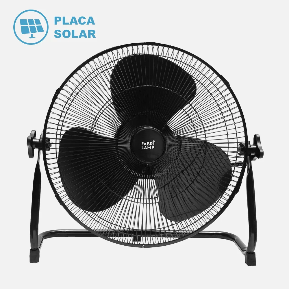 Ventilador Dc Indistrial Solar Ciclon 20w Negro 5velocidades 3asp.negras C/puerto Usb Orie