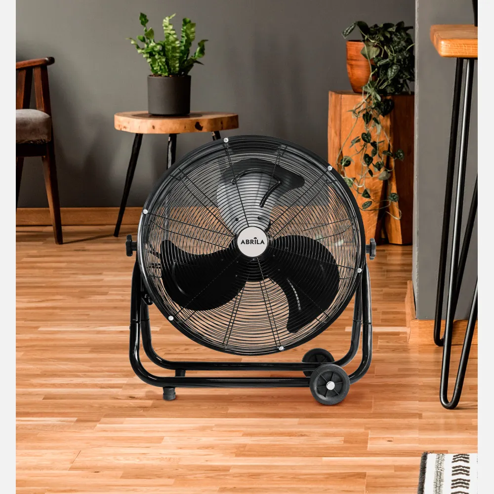 Ventilador Industrial Poniente 240w Negro 85x86x41,5 Cm 3 Velocidades Orientable Con rueda