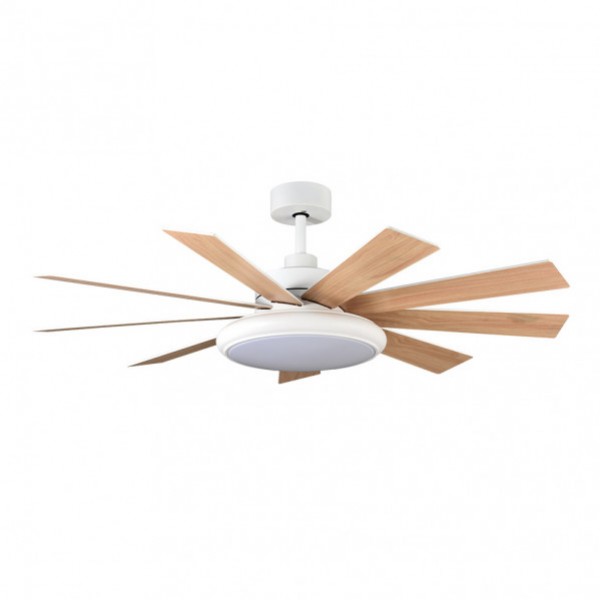 Ventilador Dc Pireo 36w Blanco 9 Aspas Blanca/haya 6 Vel 3000k, 4500k, 6000k 3800lm 132d C