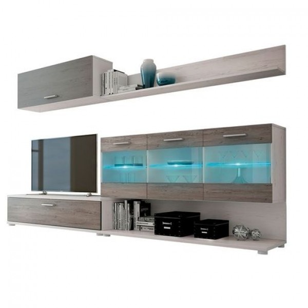 Composición Salón Única Leds 250cm Modelo ZAFIRO Andersen Pino Gris