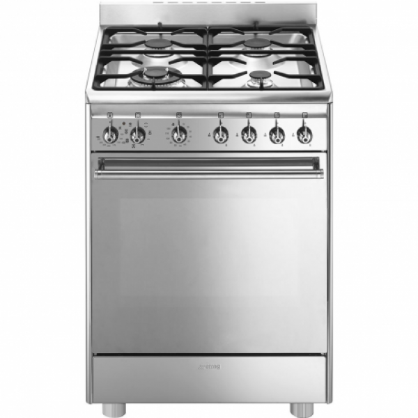 Cocina Smeg CX68MF82 4 fuegos con Horno Gas Natural 60x60cm inox