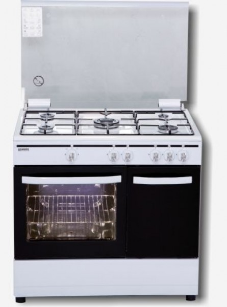 Cocina Rommer CH905BFGPB blanco 5 fuegos con Horno y Portabombona Gas Butano